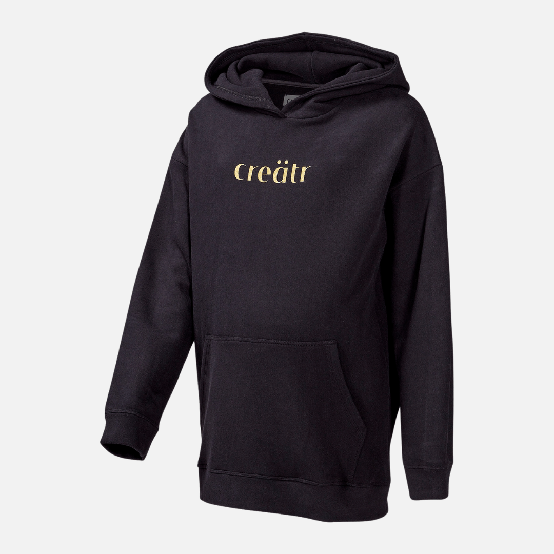 Schwarzer Hoodie mit goldenem creätr Logo